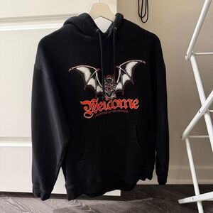 Welcome Bat Graphic Black Hoodie